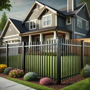 Aluminum fence in front of home
