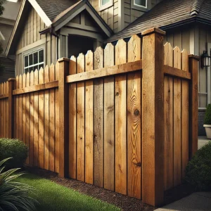 Wood fence in front of a home